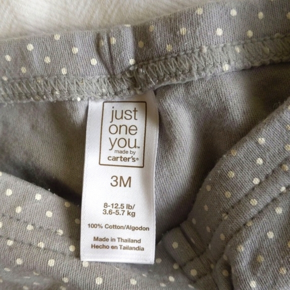 just one you carter's gray dotted cotton leggings 3 months baby girl - Picture 3 of 4
